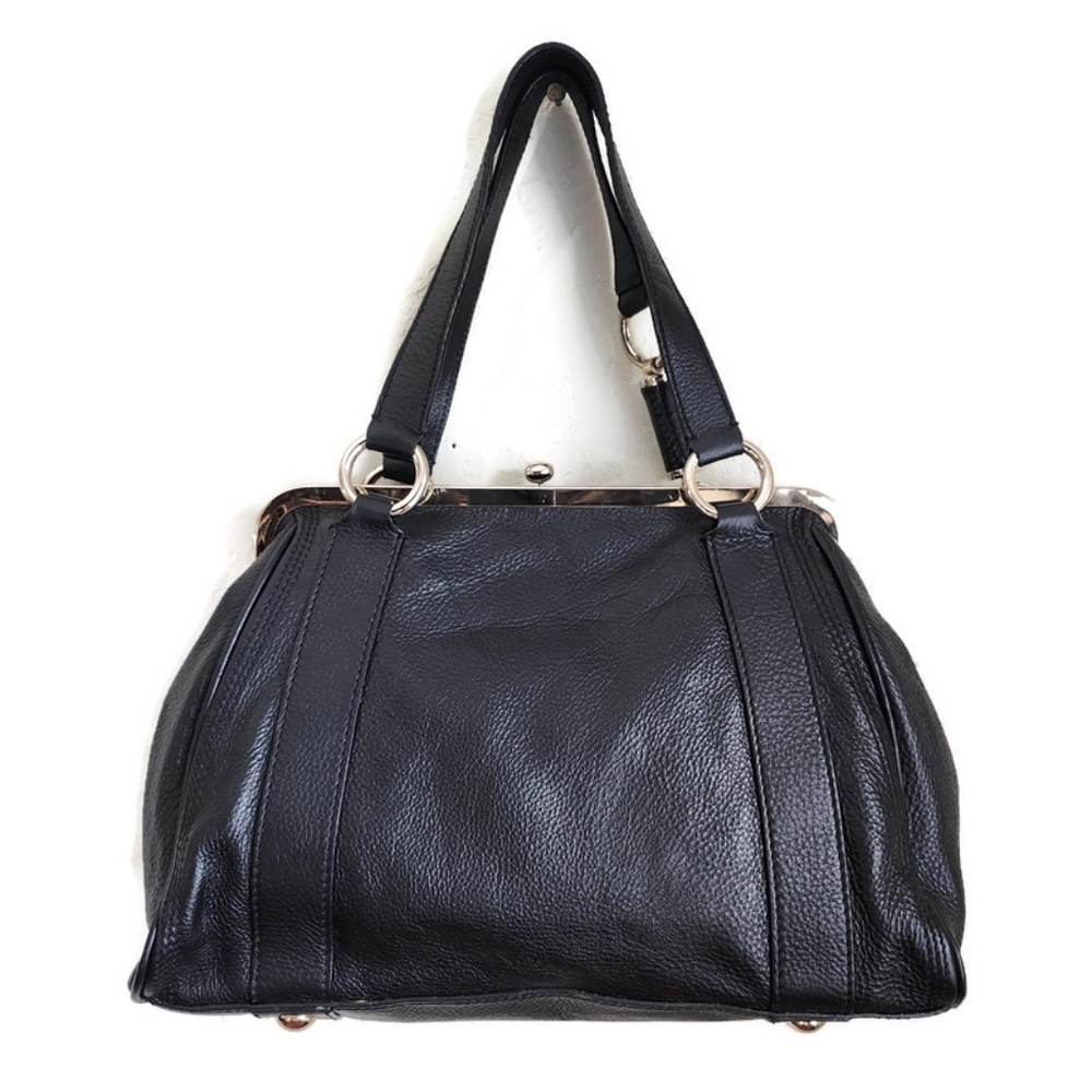 Celine Clandestine Black Pebbled Leather Gold Frame Doctor Shoulder Satchel Bag - Picture 3 of 15